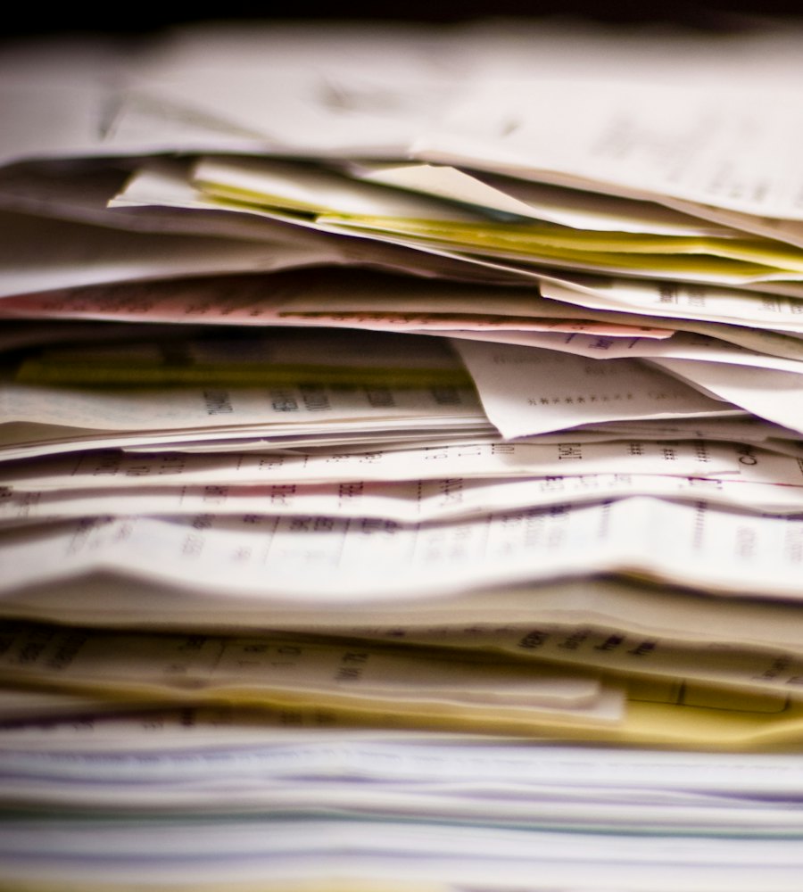 Pilha de documentos de departamento pessoal